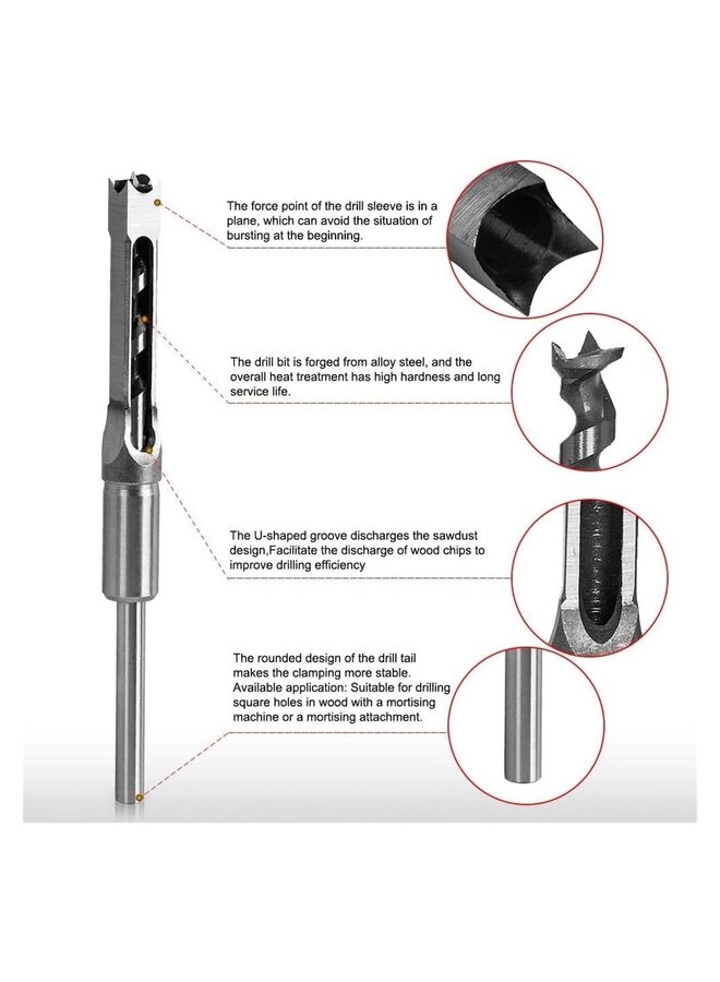 Square hole drill bits - bearing steel 1/2 inch 1/4 inch 3/4 inch 3/8 inch 5/8 inch 5/16 inch 9/16 inch