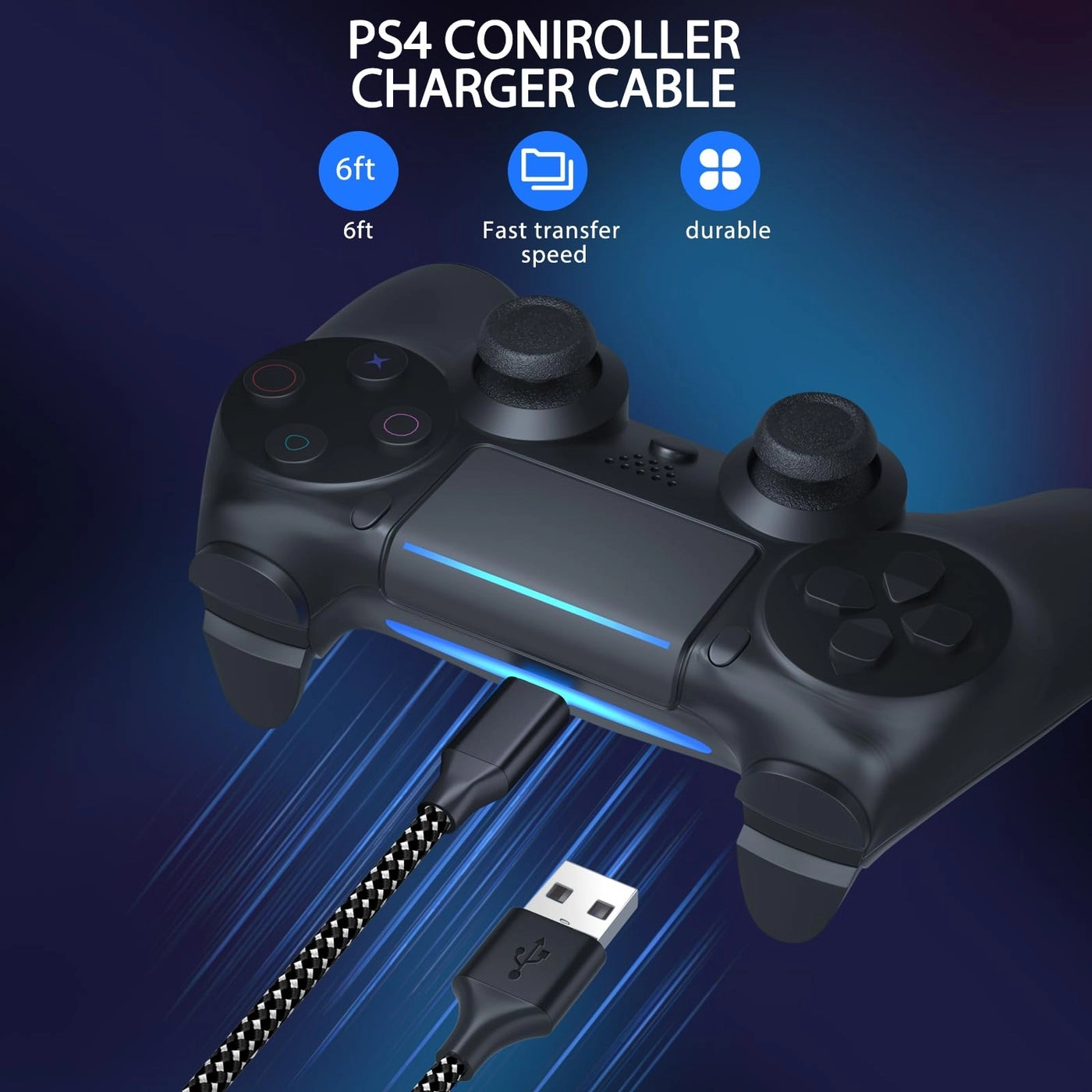 PS4 Controller Charger Cable - Micro USB PS4 Xbox One