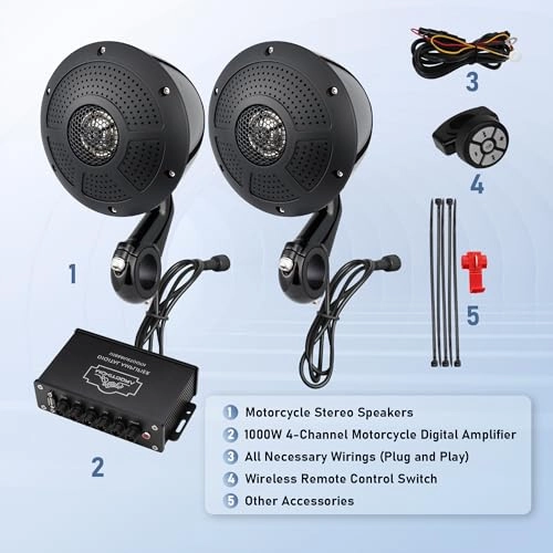 Motorcycle Bluetooth Amplifier & Speakers - 2