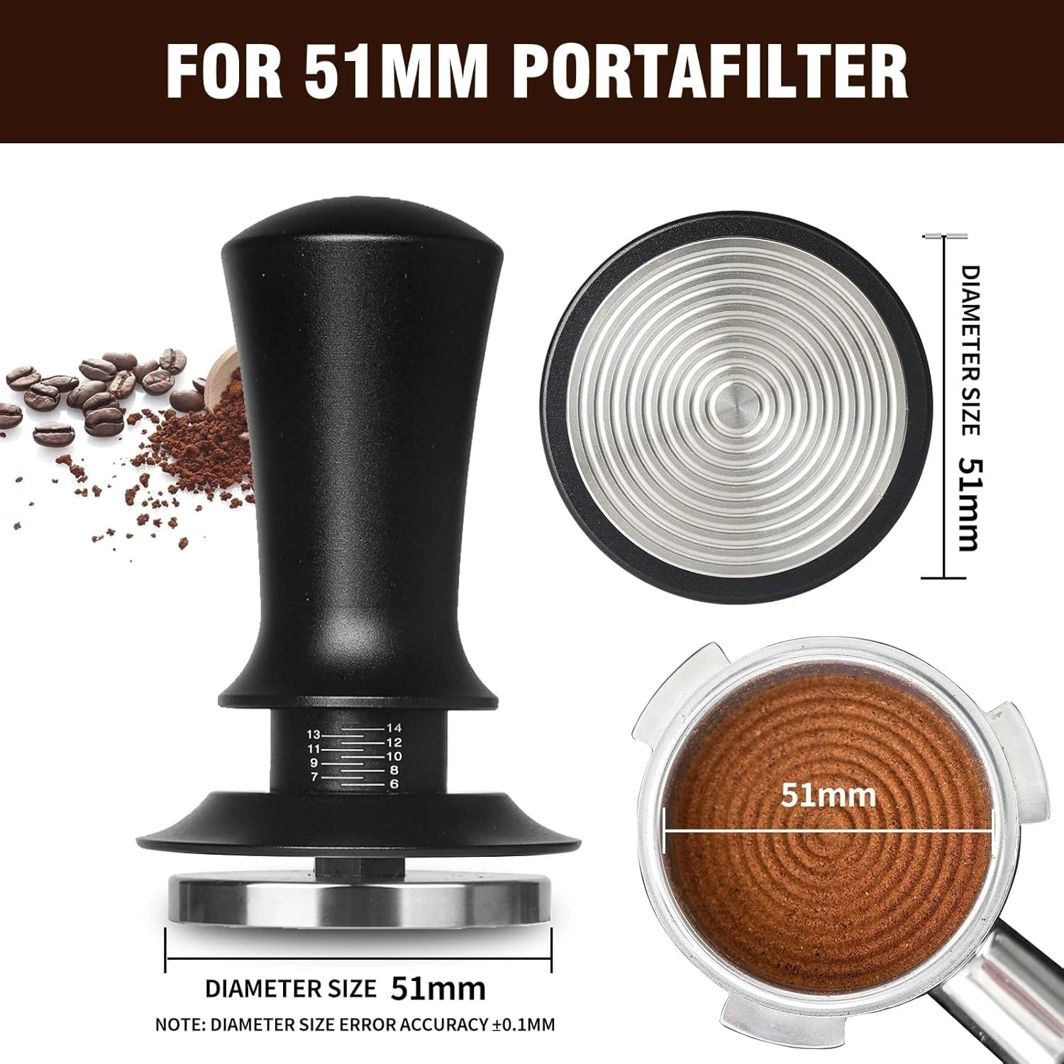 51mm Coffee Tamper - 24PCS 316stainlesss Kit