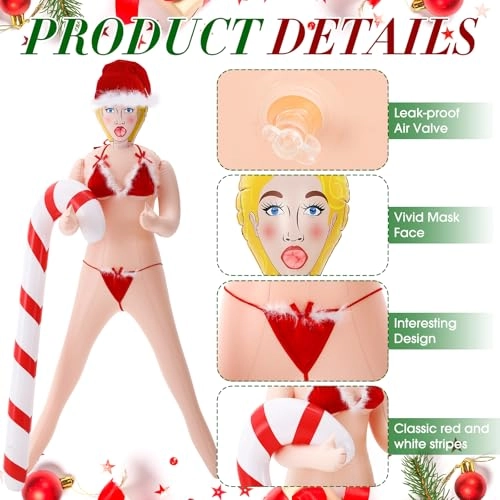 Blow up Mannequin - 59 inches + Lingerie Set - Alice + Inflatable Candy Cane - 47.24 inches