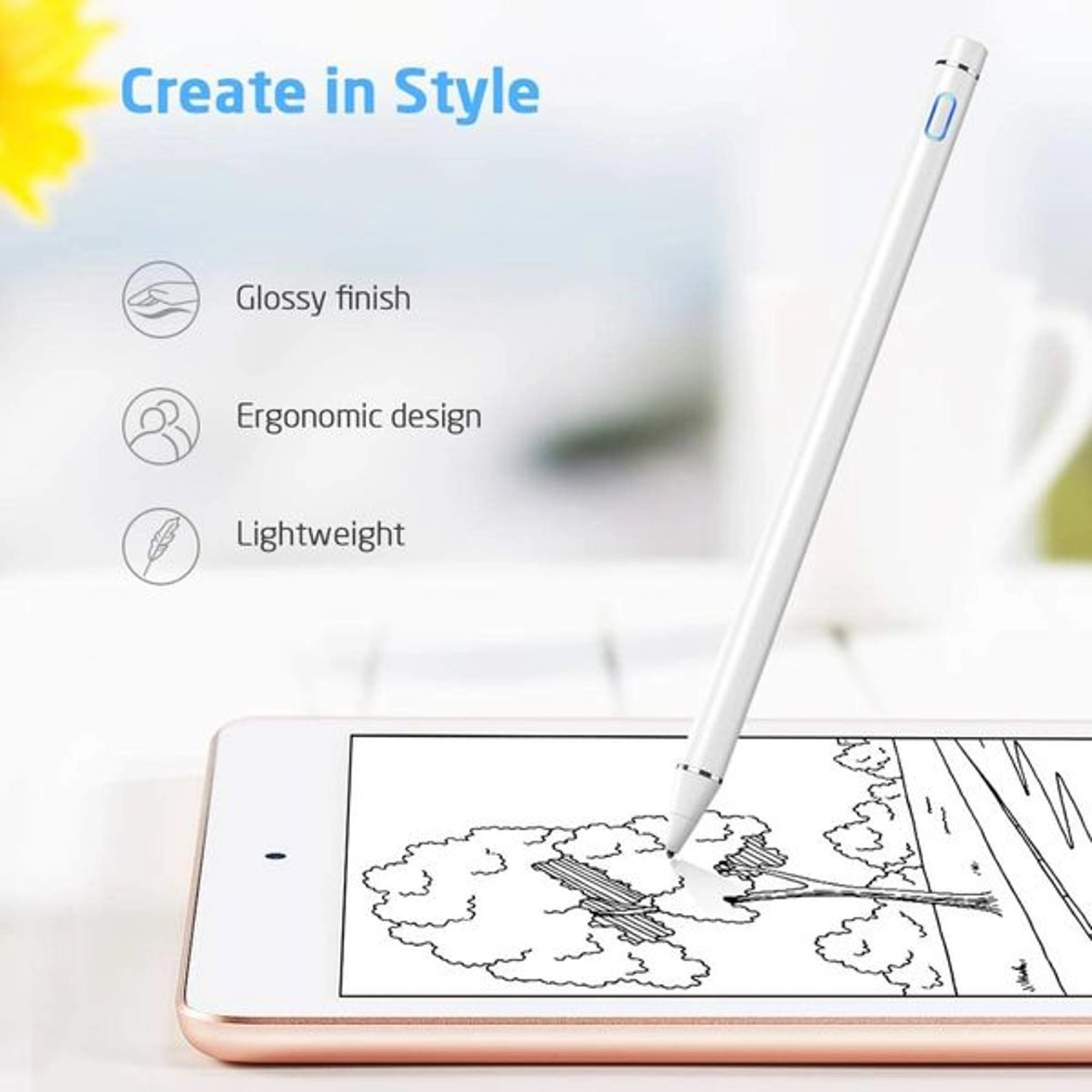 Digital Stylus - White Compatible with iPad, iPhone, and Most Phones and Tablets