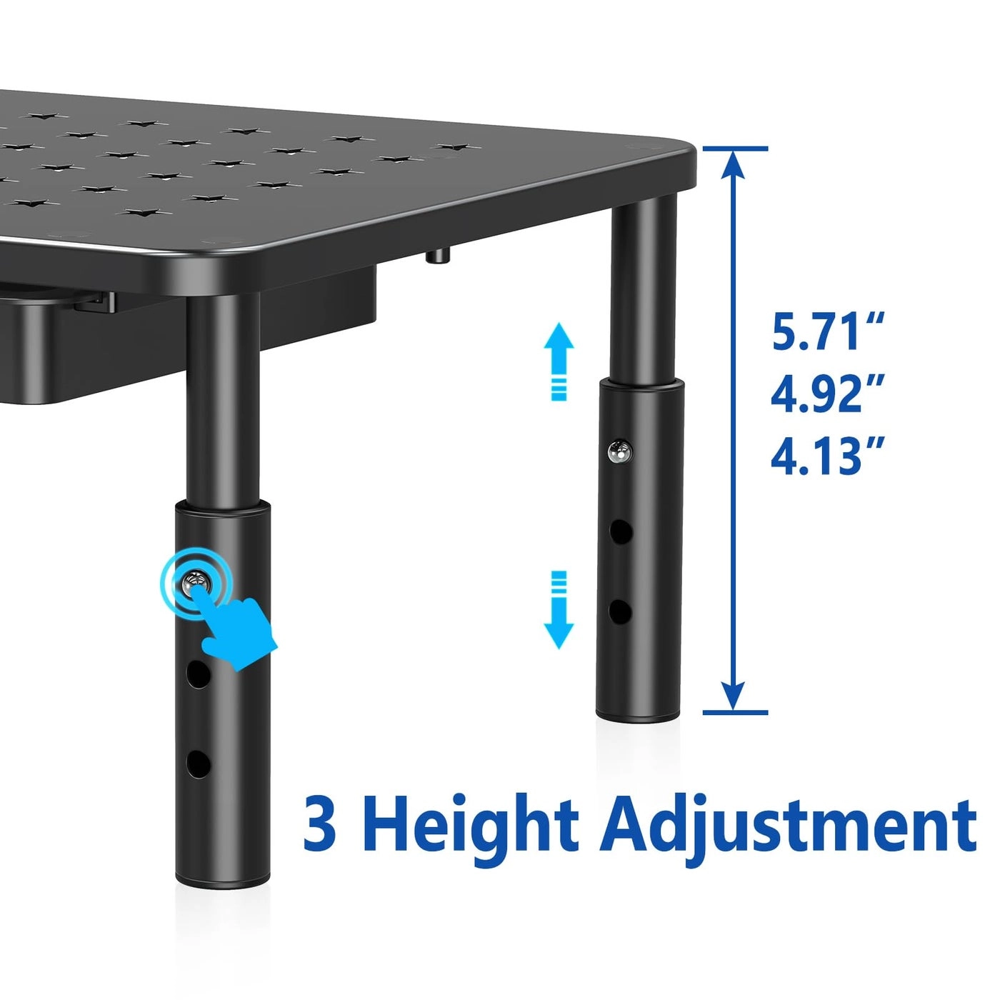 Monitor Stand Riser - Metal Drawer 3 Height Adjustable Phone Holder Pack