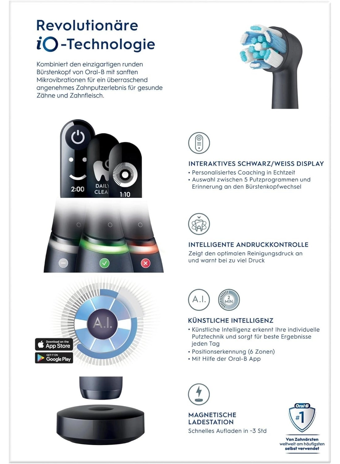 iO Deep Clean + Protect - Rechargeable Black + iO Series 7 + Replacement Brush Heads - 2 + Charging Travel Case