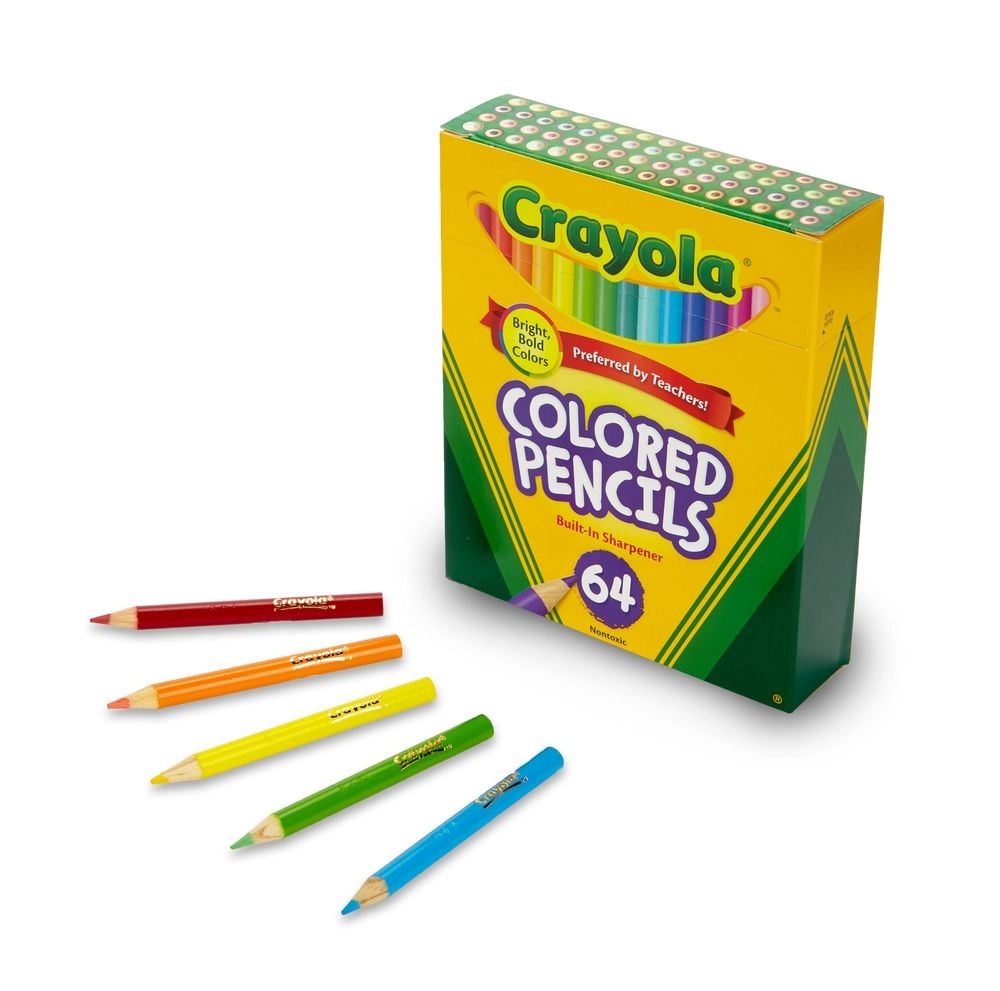 Short Colored Pencil With Sharpener - 64 Pcs
