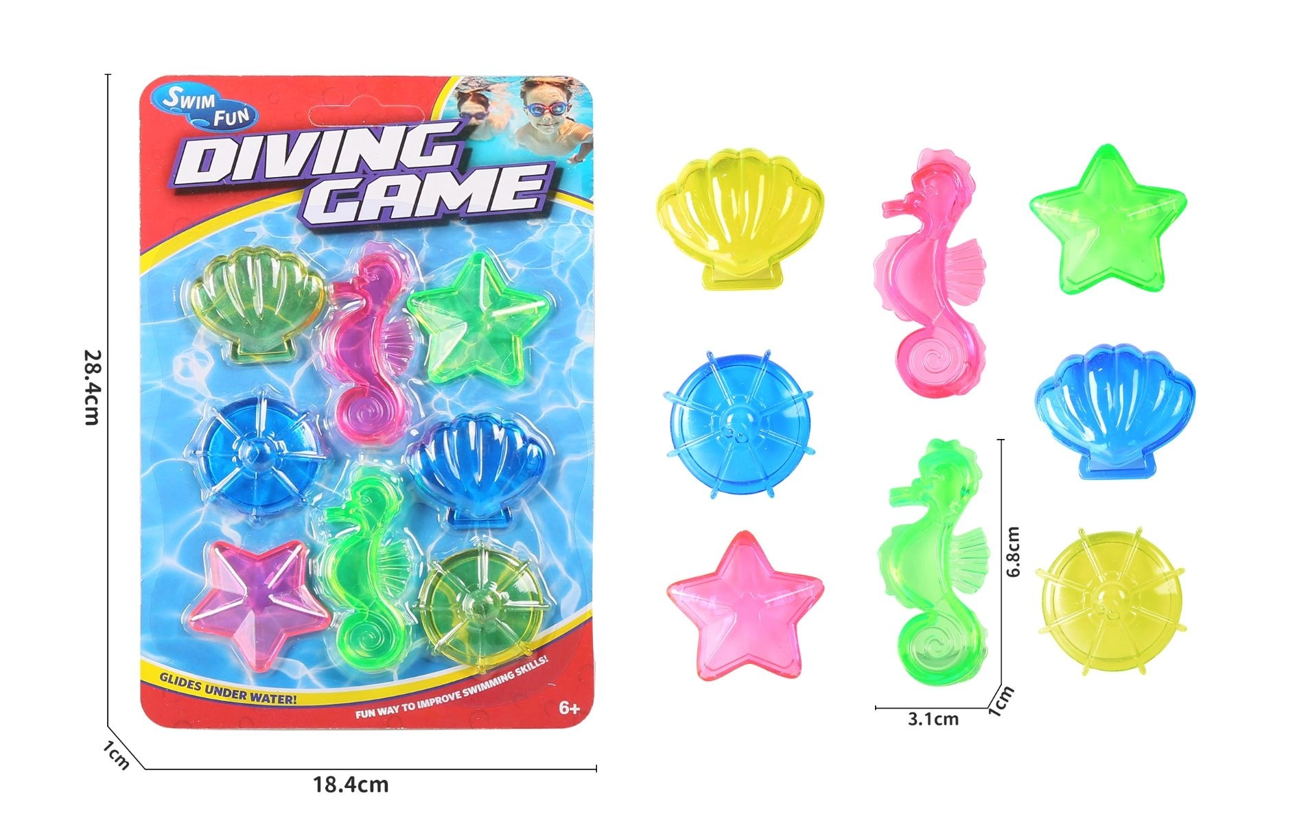 Diving Gemstone Toys - 8 Pcs Multi Colour