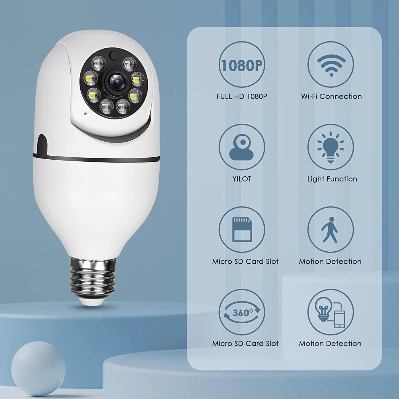 Wireless Bulb 360 IP WiFi Camera 1080P