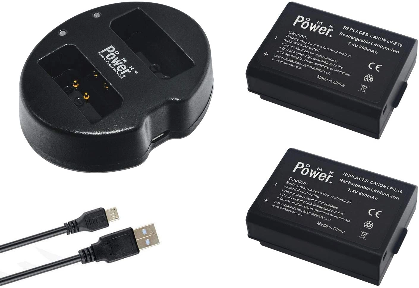 DMK LP-E10 - 2-Pack + Dual USB Charger