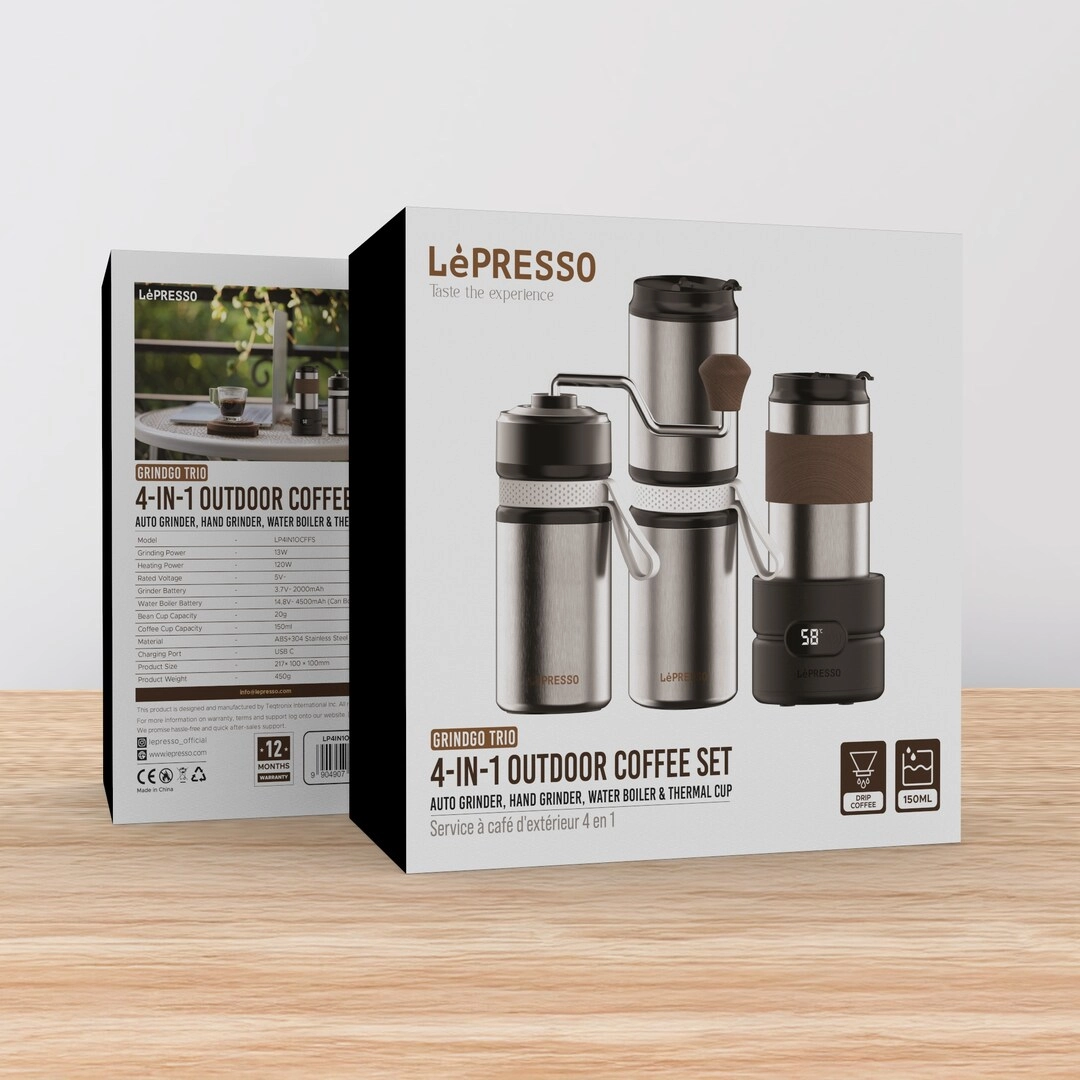 LePresso 4-in-1 Outdoor Coffee Set - USB-C Charging 1200mAh