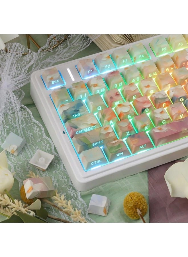 Garden Oil Painting PBT Keycap Set - 133-Key