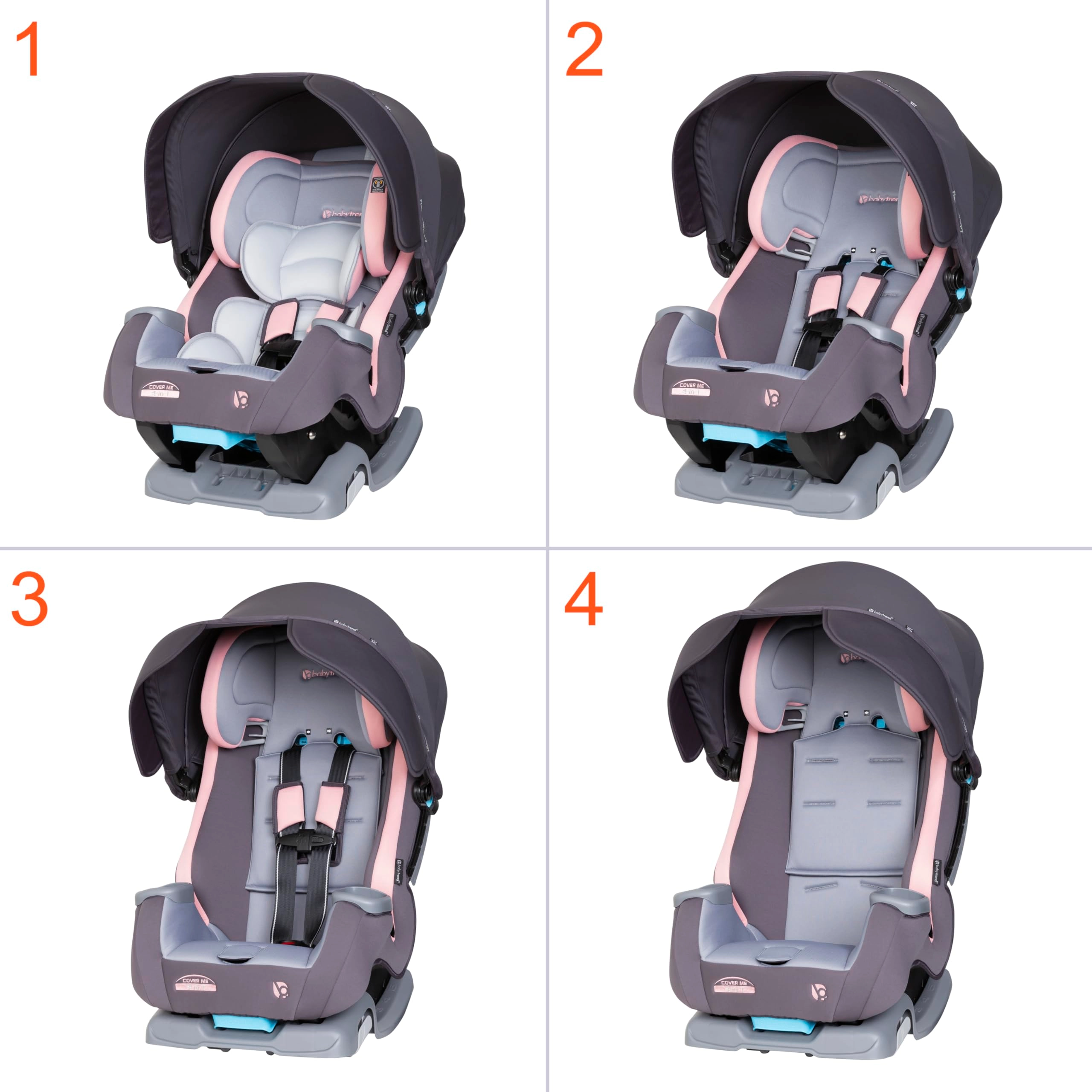 CoverMe - 4-In-1 Convertible Car Seat Quartz Pink