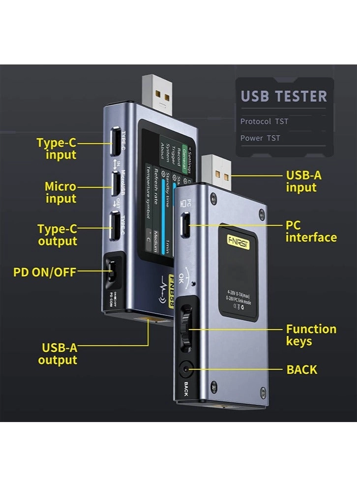 FNB58 - Digital Voltmeter Ammeter USB Tester TYPE-C Fast Charge Detection