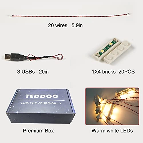 1X4 LED Lighting Kit - 20pcs USB Powered Warm White