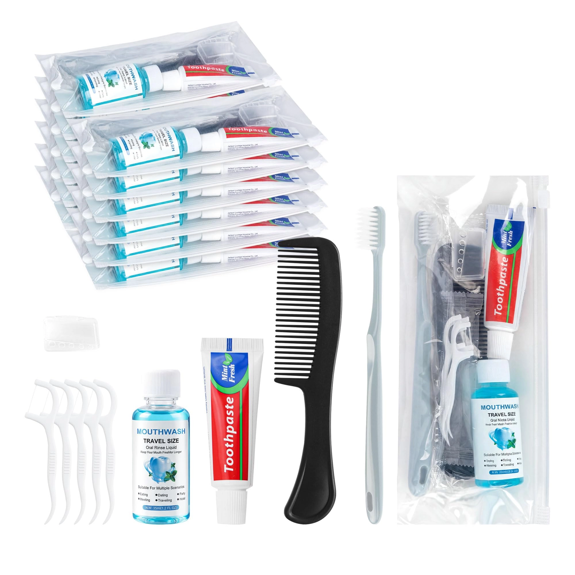 lilingsty Travel Toothbrush Kit - 12-Piece Pack Light Gray Individually Packaged