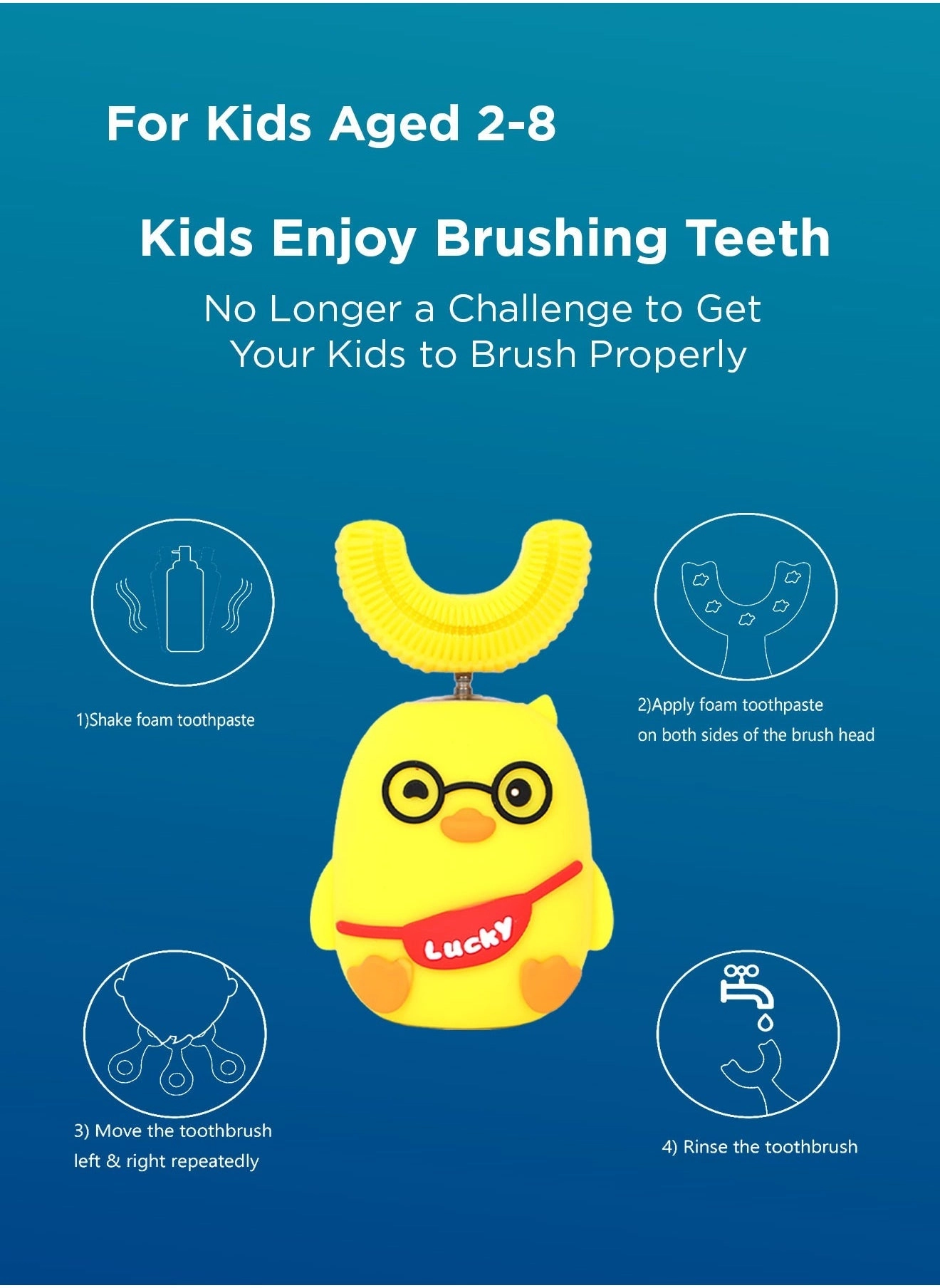 Super Clean U Junior - Yellow Rechargeable 2 Brushing Modes