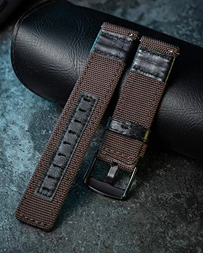 20mm 22mm Canvas Leather Hybrid Watch Band for Amazfit Bip/GTR/GTS/Pace/Stratos - 42mm 47mm