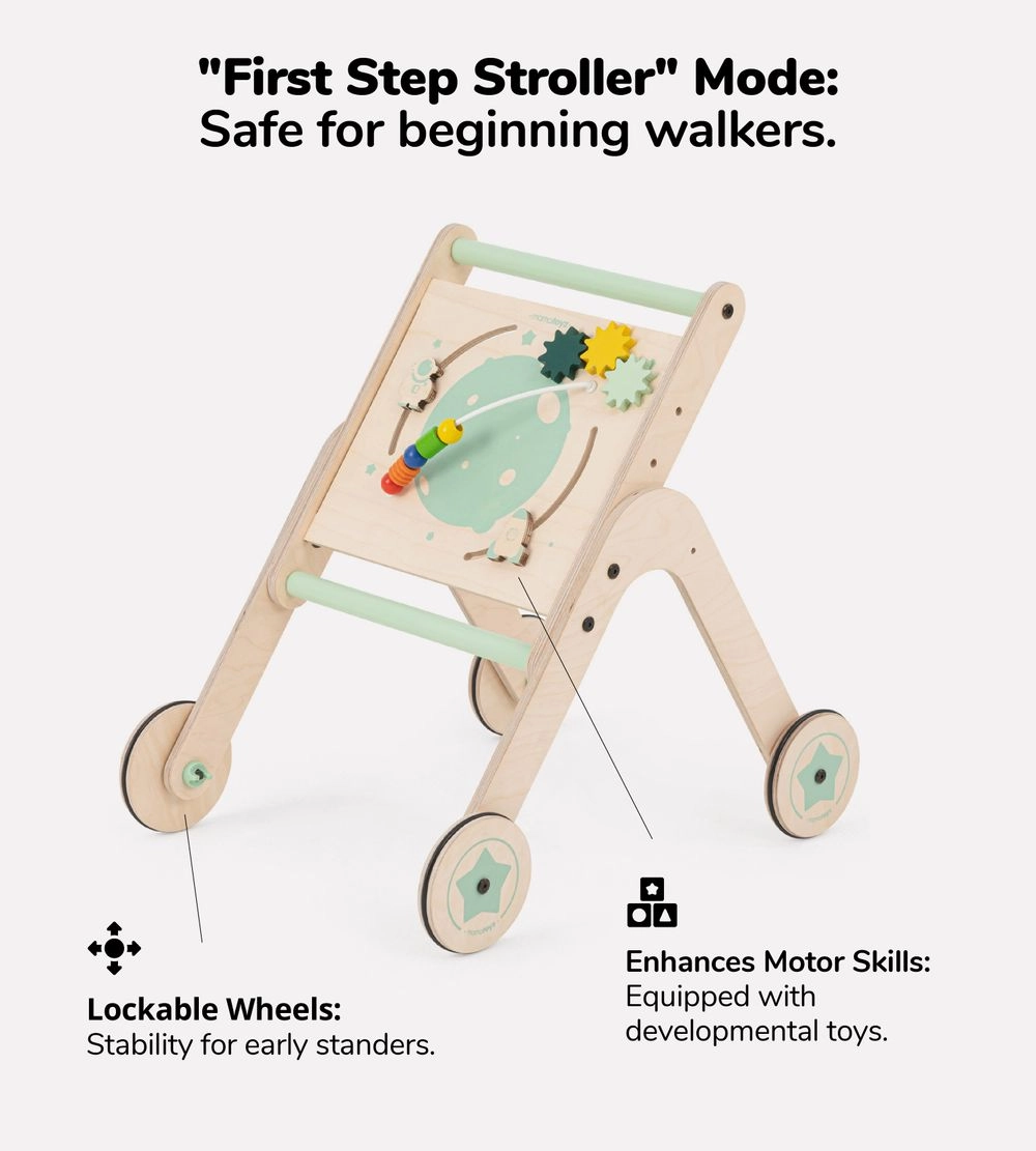 Walk Me Activity Table And Walker - Natural Birch Wood 6 months+