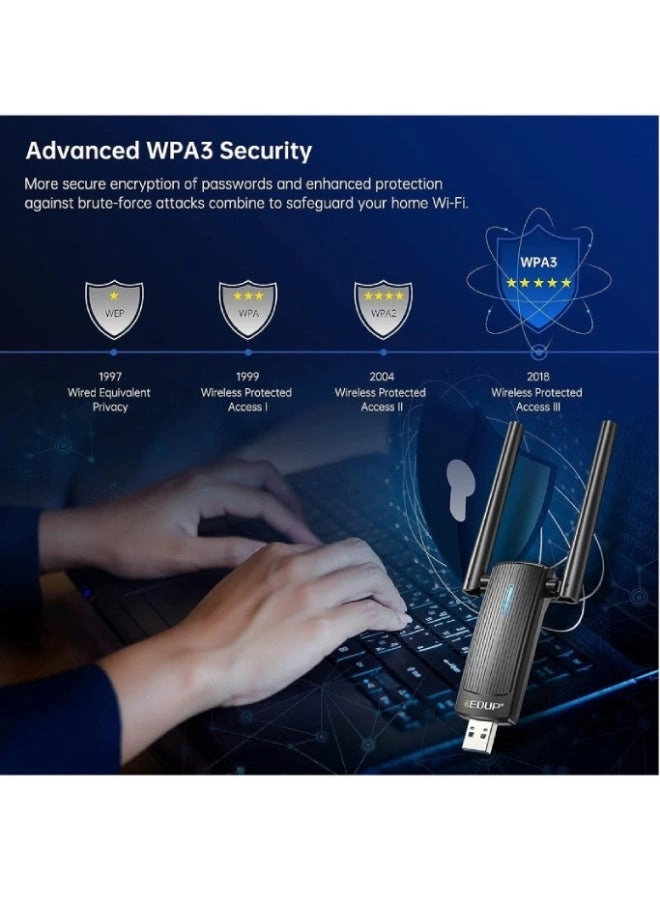 USB WiFi 6 Adapter - Dual Band USB 3.0 Wireless