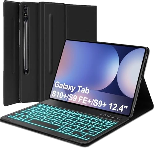 Keyboard Case with S Pen Holder for Galaxy Tab S9 FE+ / S9 Plus 12.4-inch (2023) and Tab S10+ (2024)