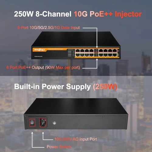8 Port-BT-250W - 250W 8 ports IEEE802.3bt/at/af 10G
