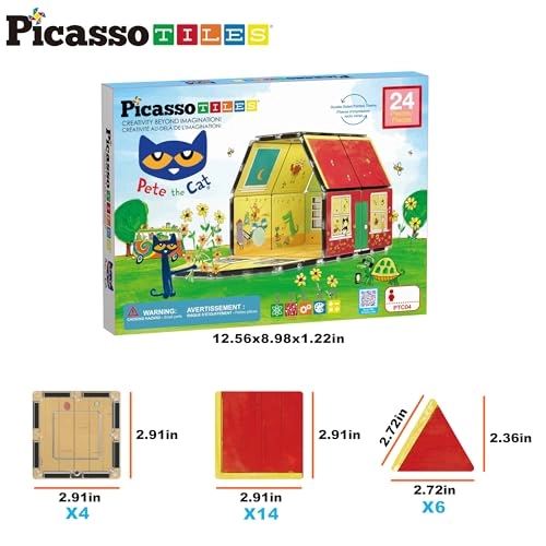 Magnetic Tiles - Pete the Cat Pete the Cat Double House 24 pcs