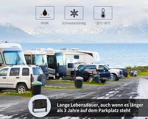 Reversing Monitor - 7" 1080P + Rear View Camera - IP69 Waterproof CCD