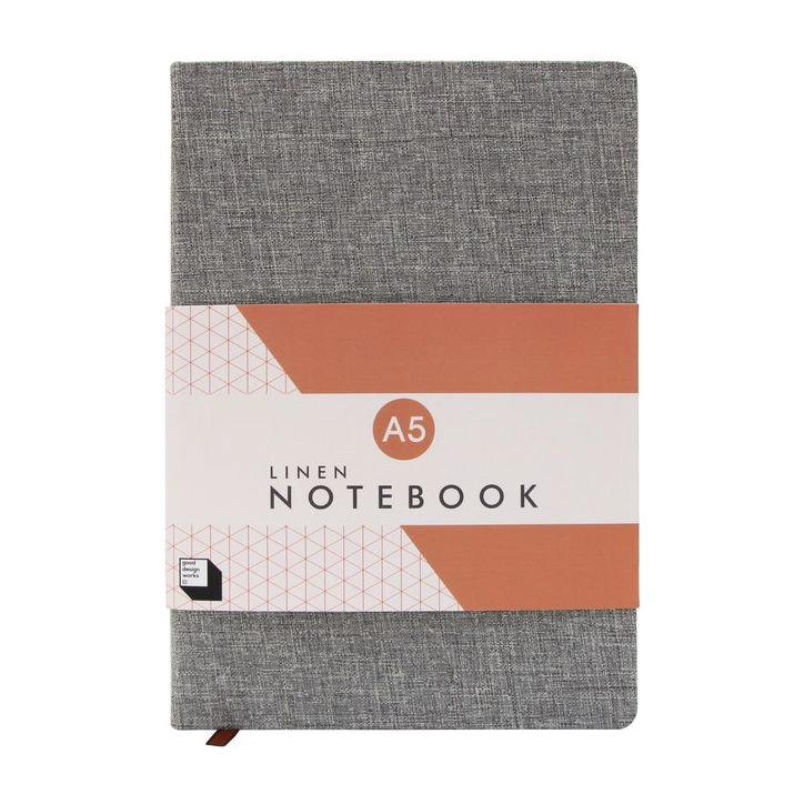 GOOD DESIGN WORKS Linen Notebook A5 Hardcover - Lined 256 Pages