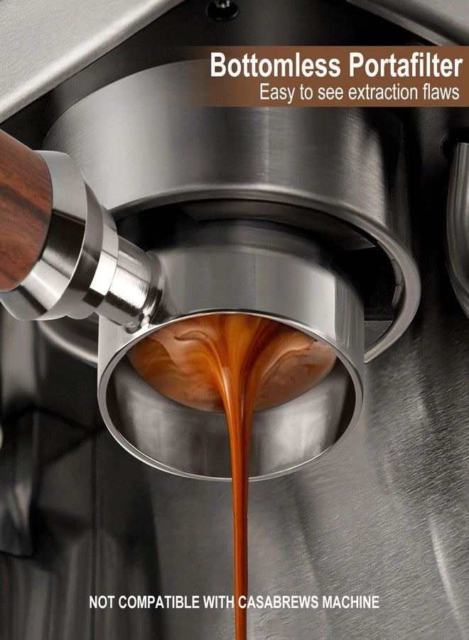 51mm Bottomless Portafilter - 3 Ears Compatible with Delonghi Dedica EC680 EC685 SMEG EUPA Rosewood Handle