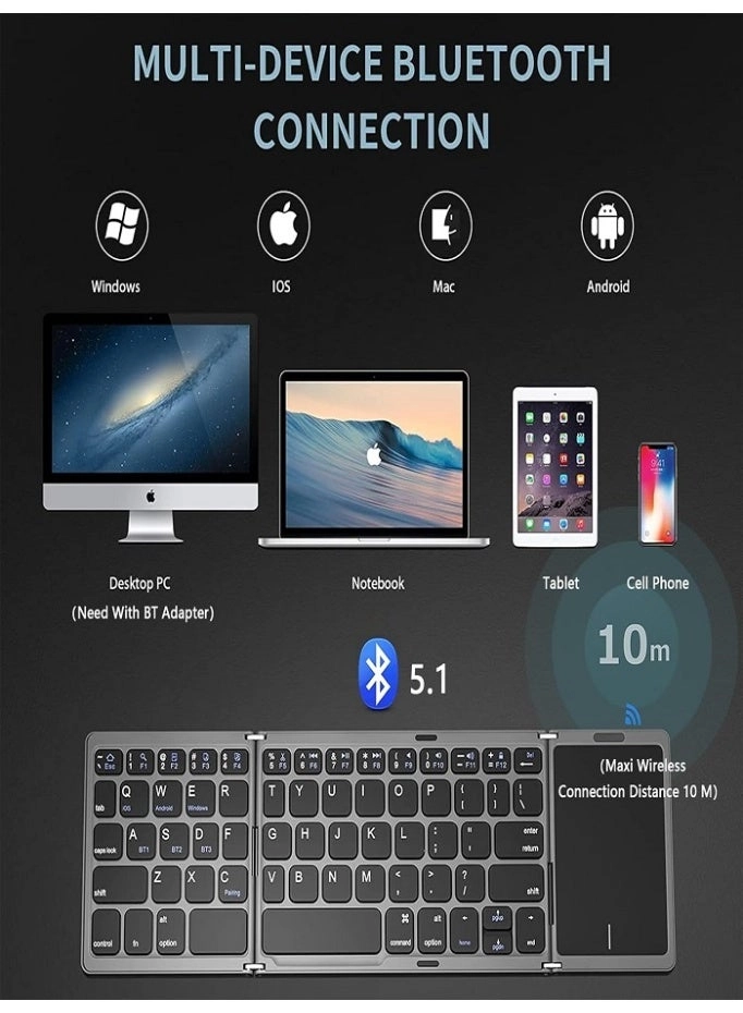Foldable Bluetooth Keyboard with Touchpad - EN Wireless
