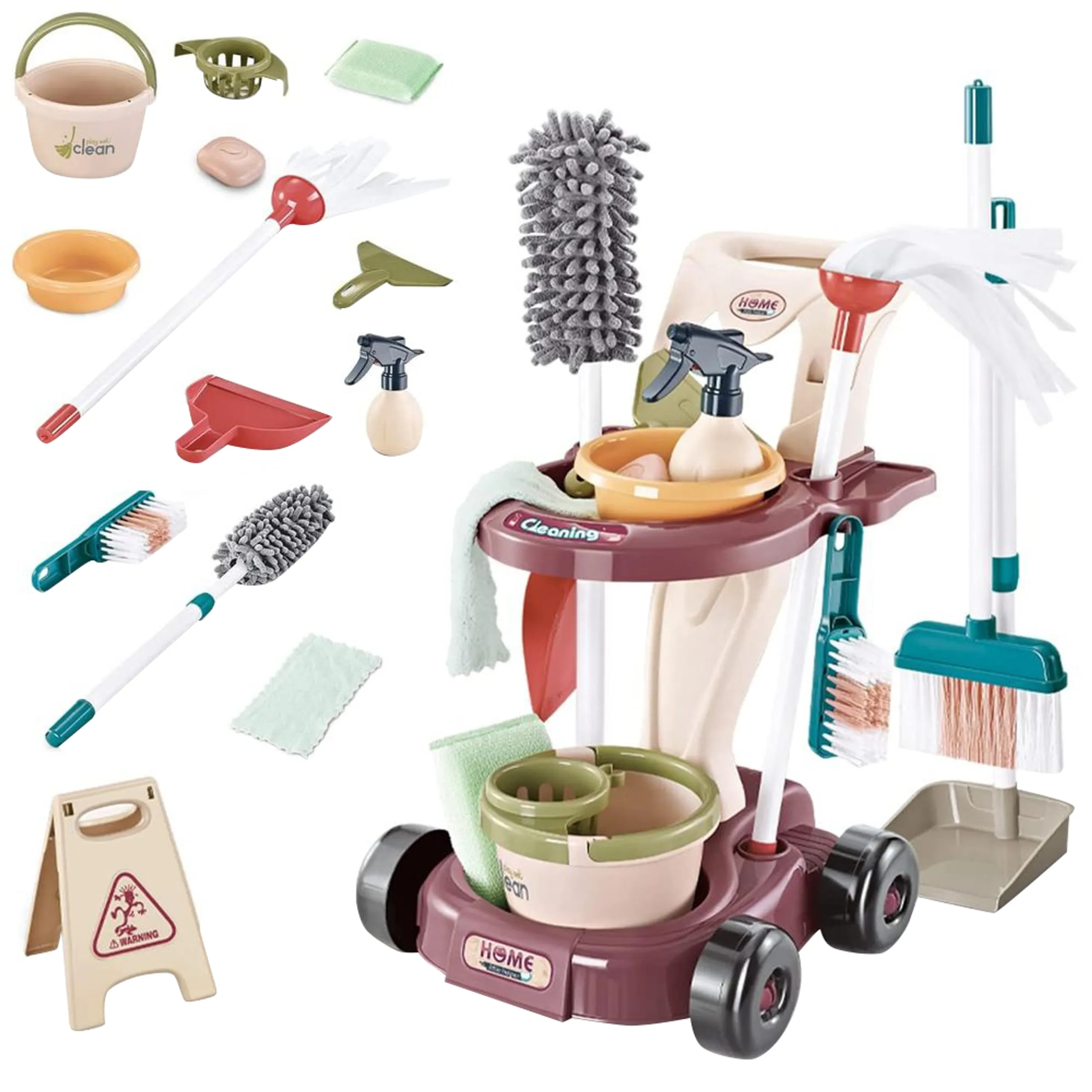 Little Angel Cleaning Trolley Set - 15 pcs (5551007-667-57)