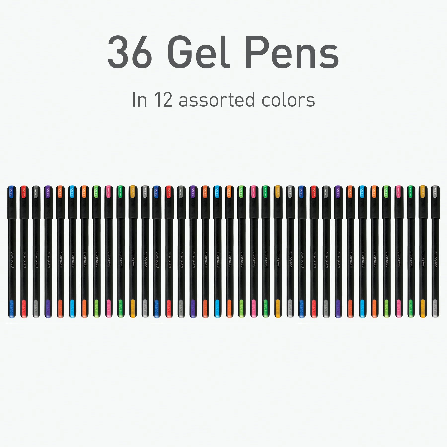 Gel Pens - 36 Count 0.6 mm 0.7 mm 1.0 mm