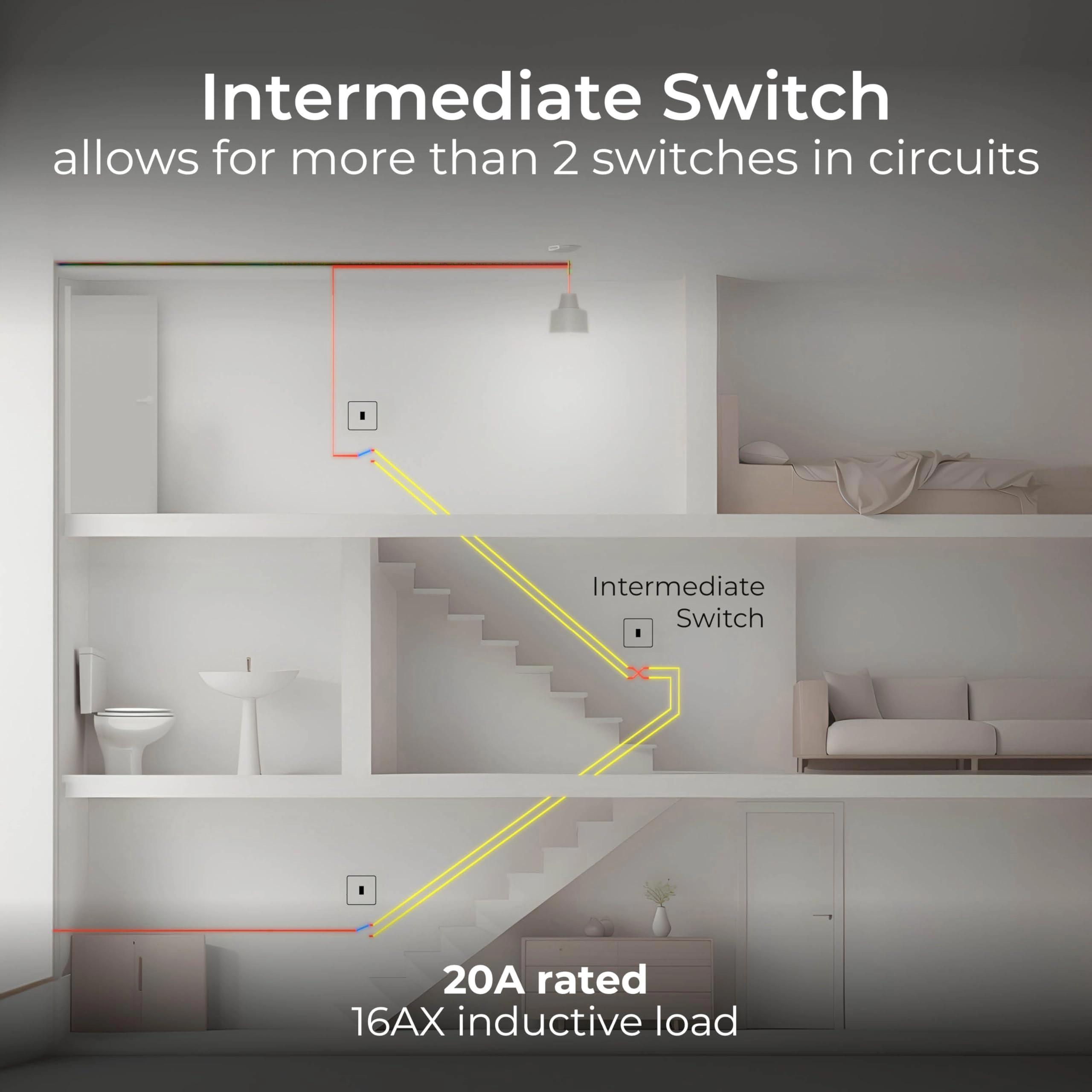 Single Intermediate Wall Light Switch - 16AX 20A