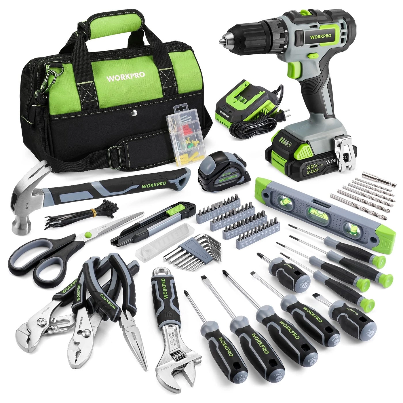 WORKPRO Home Tool Set - 20V 157PCS Lithium-Ion