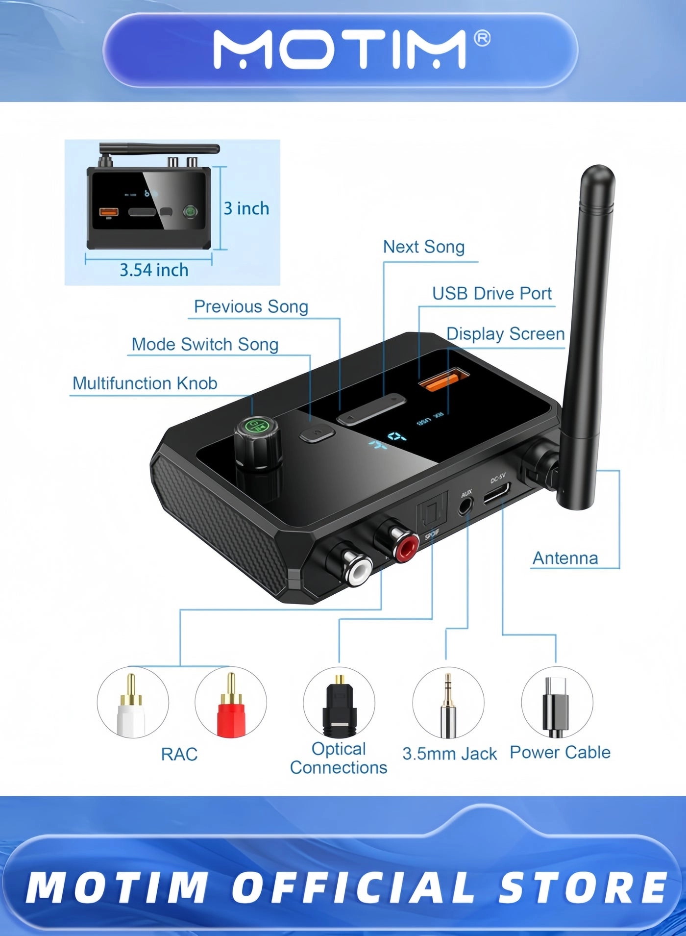 Bluetooth Receiver Adapter - 5.3 AUX/USB