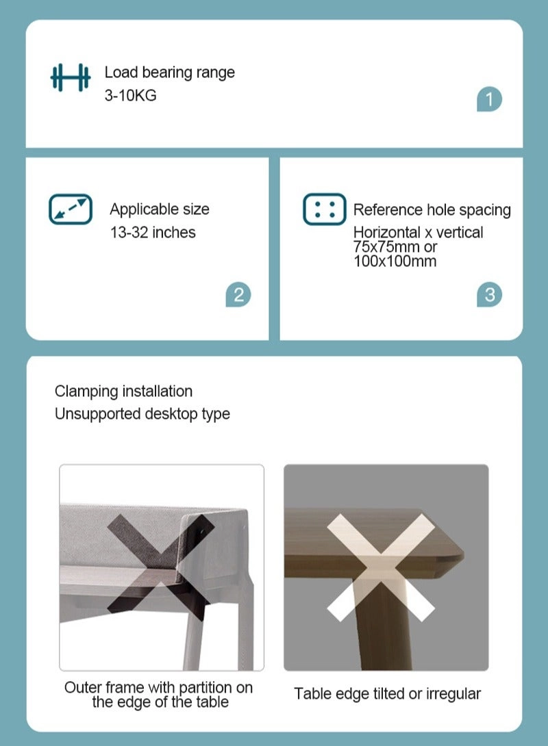 Full Motion Tilt Swivel Single Monitor Arm - 13-32 inch 100 x 100 or 75 x 75 mm