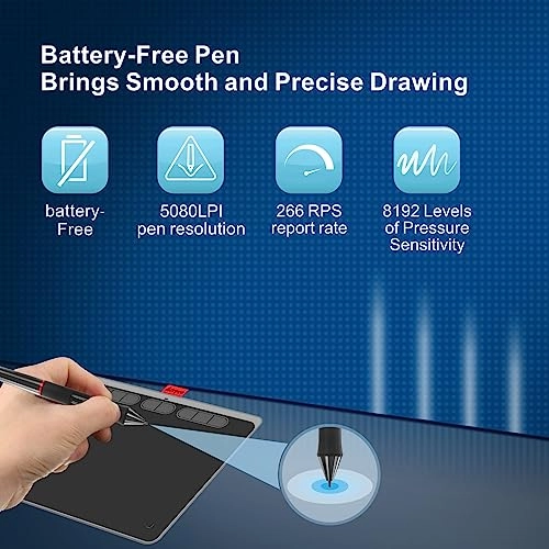 Digital Drawing Tablet - 9x6 Inch 8192 Levels