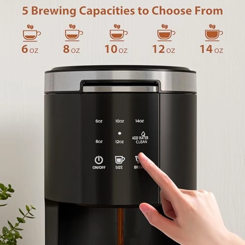 Single Serve Coffee Maker - 6 to 14 oz 40 oz removable tank