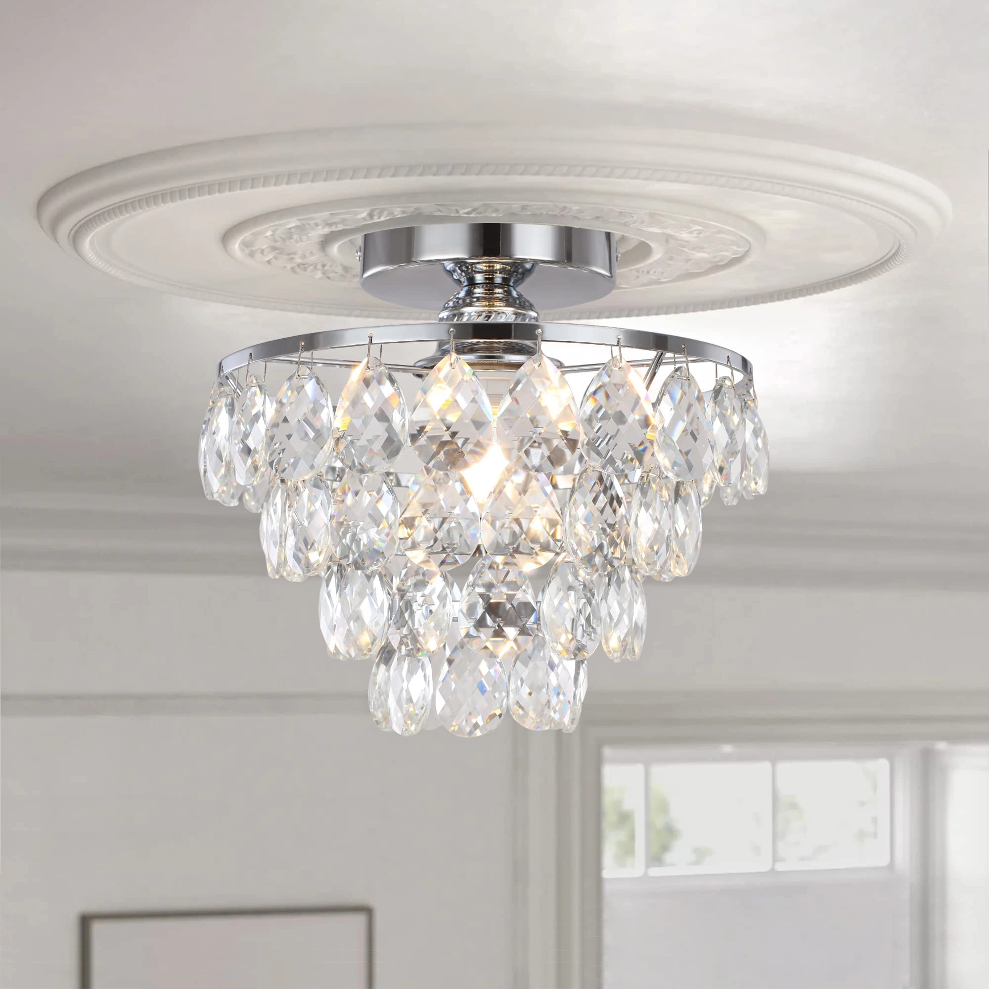 Mini Small Crystal Ceiling Lamp - Dimmable