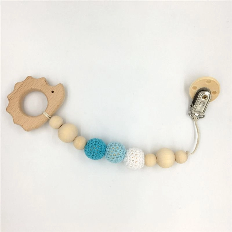 Wooden Teether with Pacifier Clip - beech wood