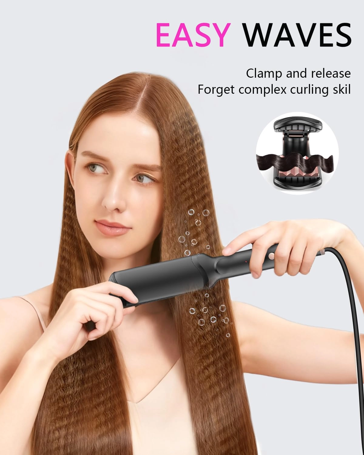 Hair Crimper Waver - 4 Interchangeable Ceramic Plates Auto Temp Control