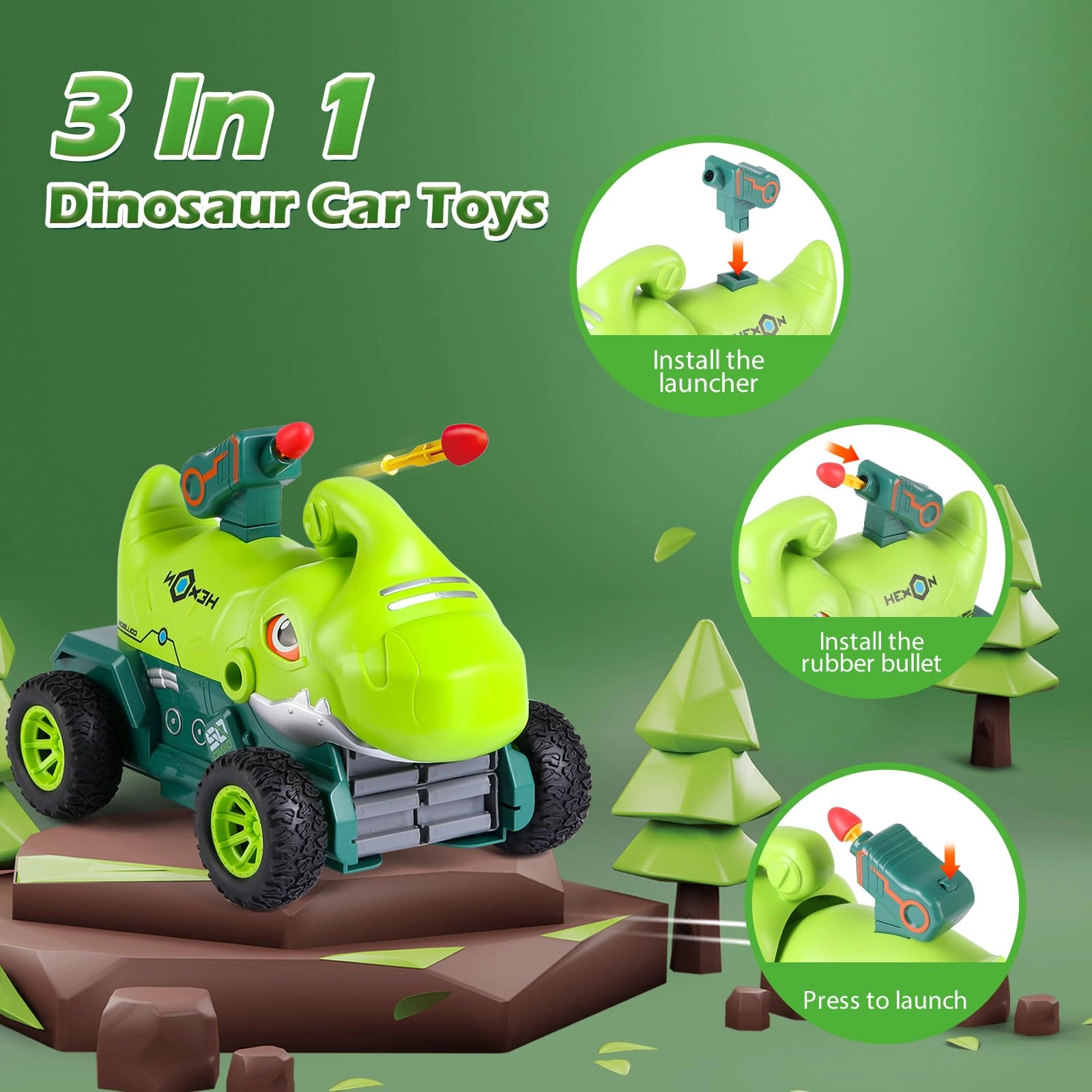 Grüner Dinosaurier-LKW - 7pcs