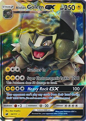 Pokémon Alolan Golem-GX - 34/111 - Crimson Invasion