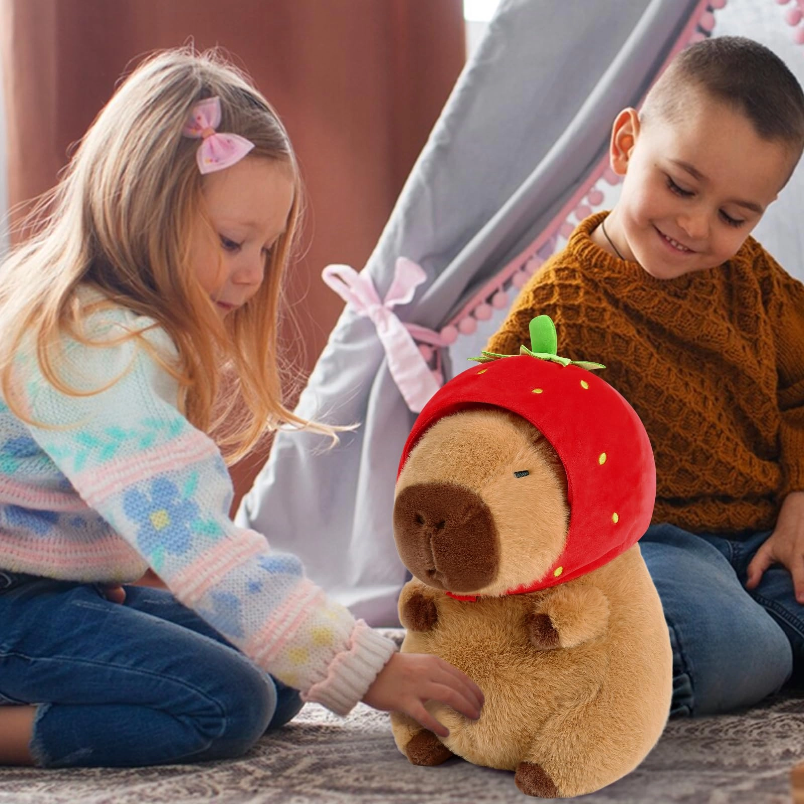 Capybara Plush - 9 inch Strawberry Hat