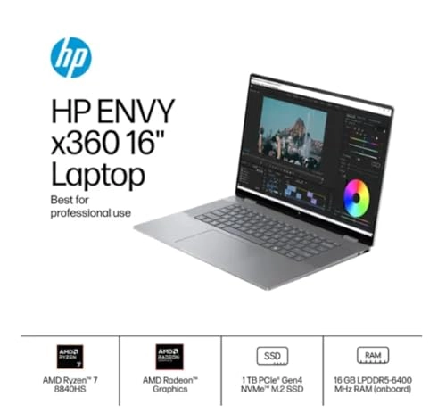 HP - Envy Envy x360 - 16'' Ryzen 7 8840HS 16GB DDR5 1TB SSD