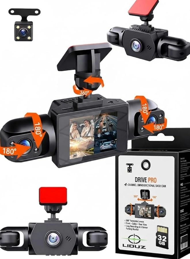 LIDUZ 360 Degree 4 Channel Wireless Car Dashcam System - 4K