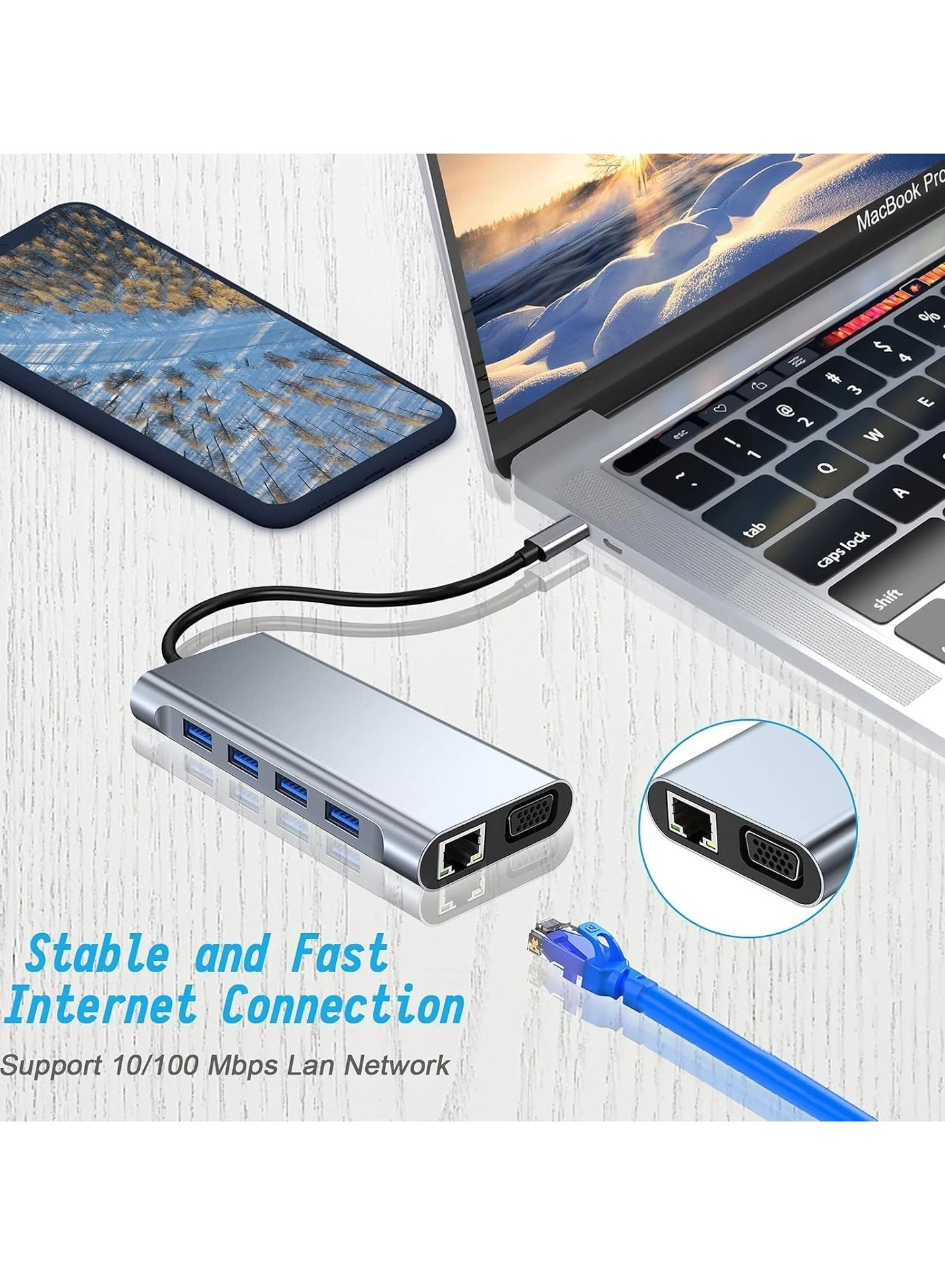 USB C Hub 11-in-1 Docking Station - 4K HDMI 100W PD Ethernet