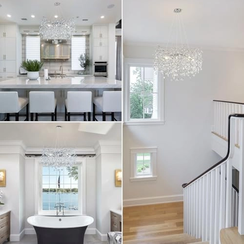 Round Crystal Chandelier - 3000 Kelvin Dimmable