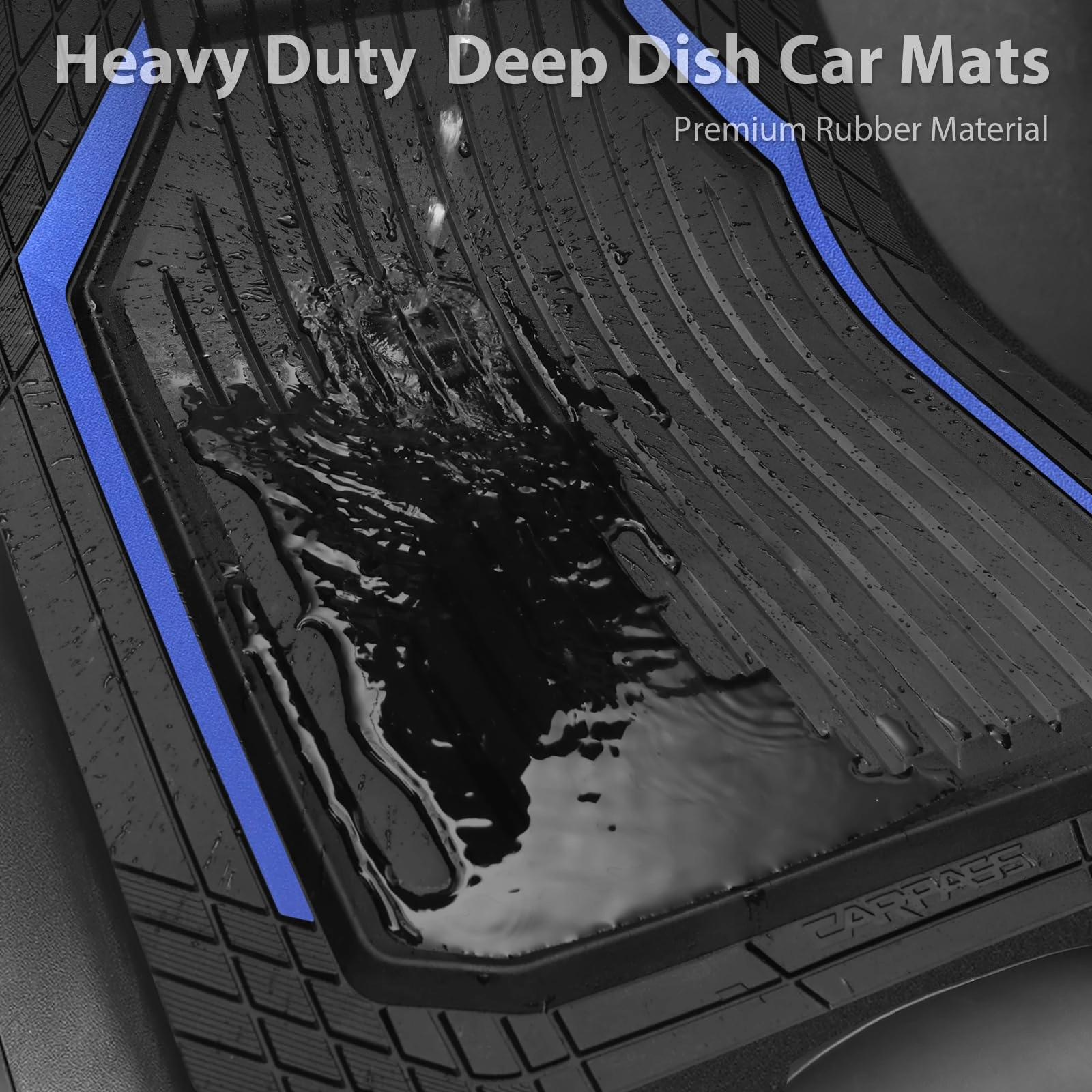Heavy Duty Rubber Floor Mats - Universal Fit 3pcs Black Purple