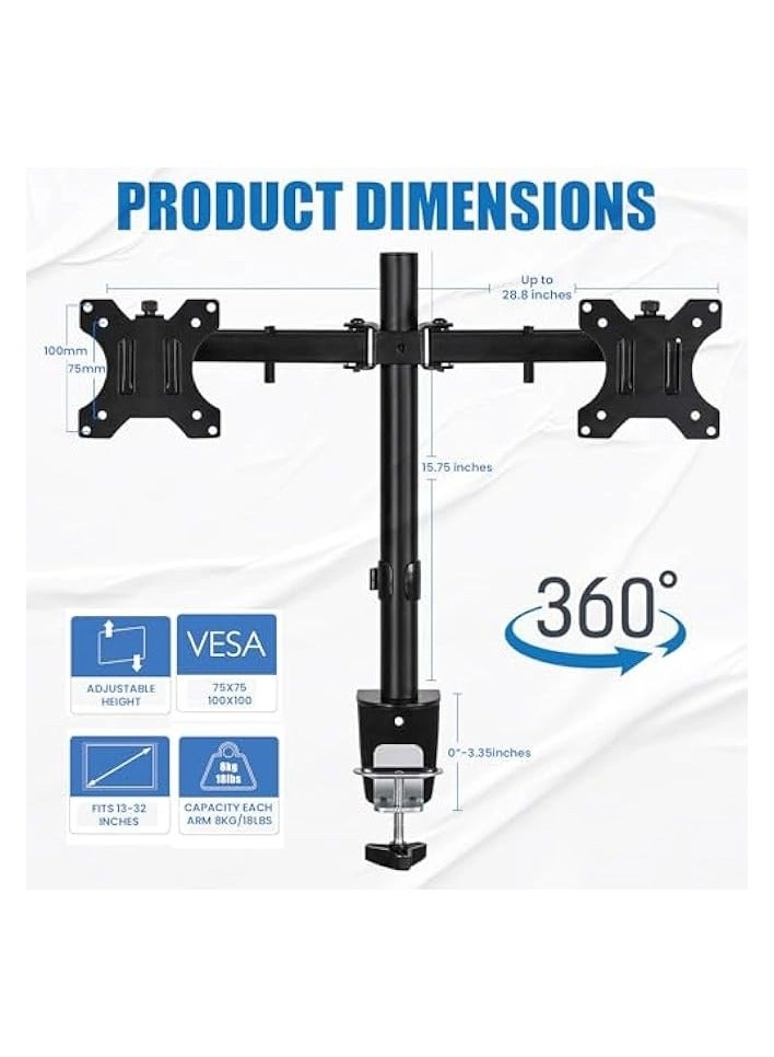 Dual Monitor Stand - 32 inch 75mm x 75mm 100mm x 100mm