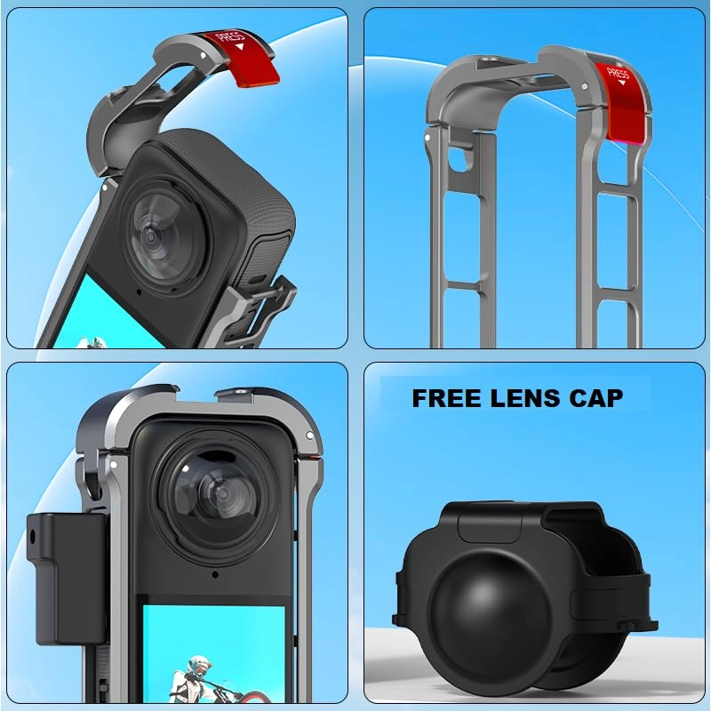 Aluminium Frame for Insta360 X4 - Cold Shoe Mounts Tripod Compatibility